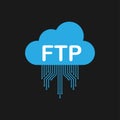 FTP file transfer icon on black background. FTP technology icon. Transfer data to server. Vector illustration. Royalty Free Stock Photo