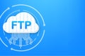 FTP file transfer icon. FTP technology icon. Transfer data to server. Vector illustration. Royalty Free Stock Photo