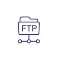 ftp folder line icon on white, vector Royalty Free Stock Photo