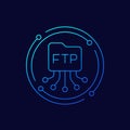 FTP icon with a file folder, linear design Royalty Free Stock Photo
