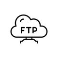 Black line icon for Ftp, protocol and folder Royalty Free Stock Photo