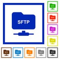 FTP over SSH flat framed icons Royalty Free Stock Photo