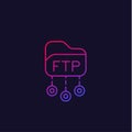 Ftp protocol vector linear icon Royalty Free Stock Photo