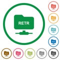 FTP retrieve file flat icons with outlines