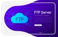 FTP server transfer files system on browser window and gradient abstract background. Vector Royalty Free Stock Photo