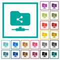 FTP share flat color icons with quadrant frames