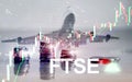 FTSE 100 Financial Times Stock Exchange Index United Kingdom UK England Investment Trading concept with chart and graphs Royalty Free Stock Photo