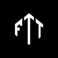 FTT letter logo design with polygon shape. FTT polygon and cube shape logo design. FTT hexagon vector logo template white and Royalty Free Stock Photo