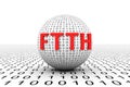 FTTH conceptual sphere binary code 3d Royalty Free Stock Photo