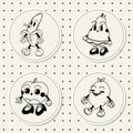 Ftuits groovy illustration stickers retro style
