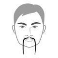 Fu Manchu mustache Beard style men face illustration Facial hair. Vector grey black portrait male Fashion template Royalty Free Stock Photo