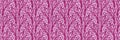 Fuchsia pink botanical seamless border edge. Modern bright tonal foliage edging trim. Decorative pretty endless band for