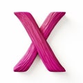 Fuchsia Wood Letter X: Creased, Crinkled, Wrinkled Sculpture