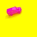 Fuchsia 4x4 offroad car on a yellow background