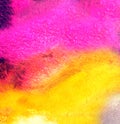 Fuchsia and yellow abstract texture background, wax crayons drawing