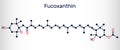 Fucoxanthin, C42H58O6, xanthophyll molecule. It has anticancer, anti-diabetic, anti-oxidative, neuroprotective properties. Royalty Free Stock Photo