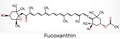 Fucoxanthin, C42H58O6, xanthophyll molecule. It has anticancer, anti-diabetic, anti-oxidative, neuroprotective properties. Royalty Free Stock Photo
