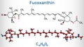 Fucoxanthin, C42H58O6, xanthophyll molecule. It has anticancer, anti-diabetic, anti-oxidative, neuroprotective properties. Royalty Free Stock Photo