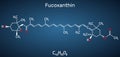 Fucoxanthin, C42H58O6, xanthophyll molecule. It has anticancer, anti-diabetic, anti-oxidative, neuroprotective properties. Royalty Free Stock Photo