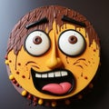 Fudge Face Cake: A Playful Cartoon Cake With Cricket Theme Royalty Free Stock Photo