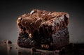Fudge, handmade chocolate products. Close up of chocolate cubes with icing. Delicious sweet dessert. Advertising illustration.