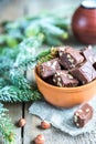 Fudge with hazelnuts Royalty Free Stock Photo