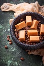 Fudge toffee candy with coffee beans