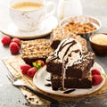 Fudgy brownies with nuts and caramel Royalty Free Stock Photo