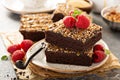 Fudgy brownies with nuts and caramel Royalty Free Stock Photo