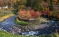 Fudo stream in autumn season at Nakano momiji mountain. Royalty Free Stock Photo