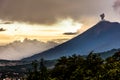 Fuego volcano at sunset