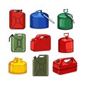 fuel can metal set cartoon vector illustration Royalty Free Stock Photo