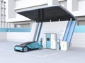 Fuel Cell powered autonomous car filling gas in Fuel Cell Hydrogen Royalty Free Stock Photo