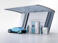 Fuel Cell powered autonomous car filling gas in Fuel Cell Hydrogen Station