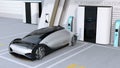 Fuel Cell powered autonomous car filling gas in Fuel Cell Hydrogen Station