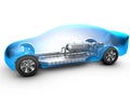 fuel cell vehicle with blue transparent car body