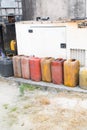 Fuel containers waiting to be filled due to petroleum scarcity in Nigeria