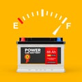 Fuel Dashboard Gauge Sign Showing a Full Charge with Rechargeable Car Battery 12V Accumulator and Abstract Label. 3d Rendering Royalty Free Stock Photo