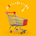 Fuel Dashboard Gauge Sign Showing a Full Tank near Shopping Cart Trolley. 3d Rendering Royalty Free Stock Photo