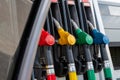 Fuel dispenser close up. Detail of a petrol pump in a petrol station Royalty Free Stock Photo