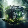 Fuel-efficient technologies featured in a hybrid engine Royalty Free Stock Photo
