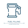 Fuel filling icon. Linear vector illustration from car dashboard signals collection. Outline fuel filling icon vector. Thin line