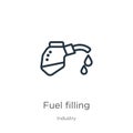 Fuel filling icon. Thin linear fuel filling outline icon isolated on white background from industry collection. Line vector fuel Royalty Free Stock Photo