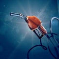 Fuel gas filling nozzle 3d digital global quality futuristic background. , benzine, car transportation future concept. Royalty Free Stock Photo