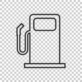 Fuel gas station icon in line style. Car petrol pump flat illustration. Royalty Free Stock Photo