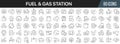 Fuel and gas station line icons collection. Big UI icon set in a flat design. Thin outline icons pack. Vector illustration EPS10 Royalty Free Stock Photo