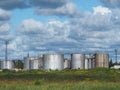 Fuel and gas storage tanks at oil terminal Royalty Free Stock Photo