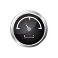 Fuel gauge. Black round dashboard element with chrome frame. Royalty Free Stock Photo