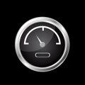 Fuel gauge. Black round dashboard element with chrome frame. Royalty Free Stock Photo