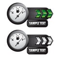 Fuel gauge on green and silver arrow banners Royalty Free Stock Photo